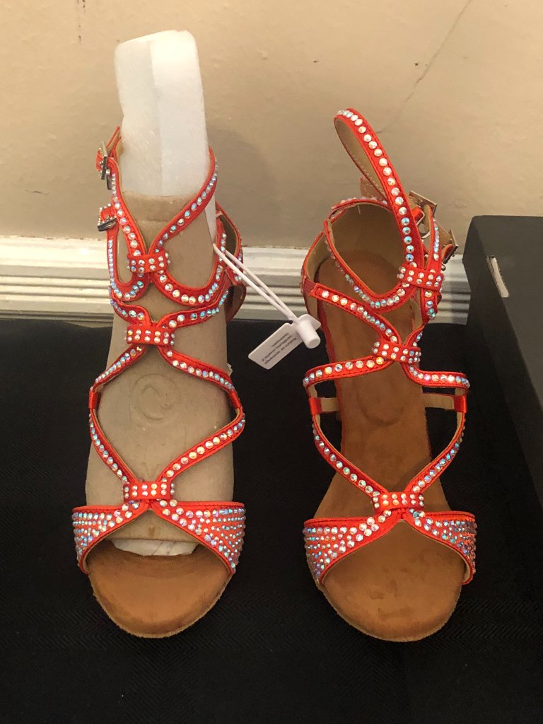 Dance And Sway Tangerine Rhinestone Latin Dance Shoes 7-7.5 — image 2 of 8